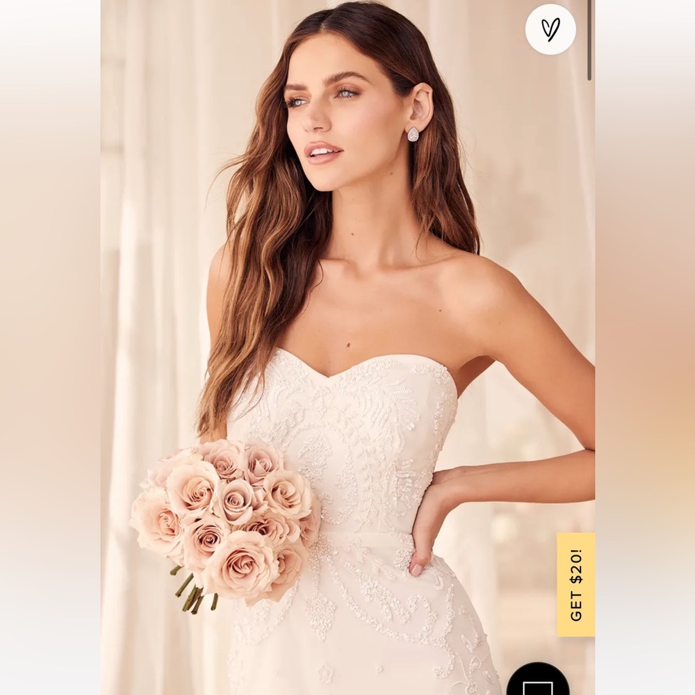 RARE Lulu’s Thinking About Love White Sequin Strapless Mermaid Maxi Dress